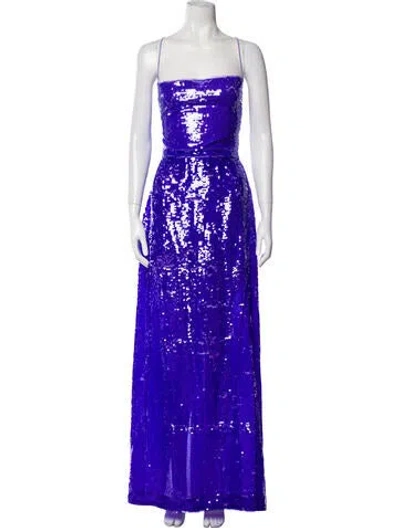 Pre-owned Sabina Musayev Square Neckline Long Dress In Purple