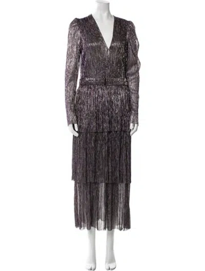 Pre-owned Sabina Musayev Striped Long Dress In Black