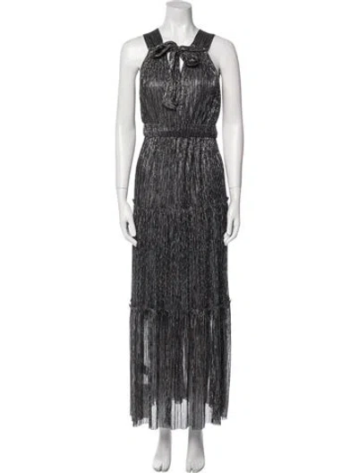 Pre-owned Sabina Musayev Striped Long Dress In Black