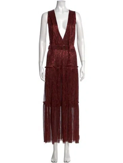 Pre-owned Sabina Musayev Striped Long Dress In Red