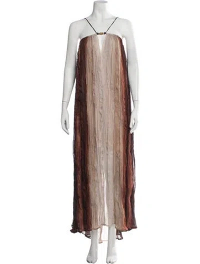 Pre-owned Sabina Musayev Striped Long Dress W/ Tags In Brown