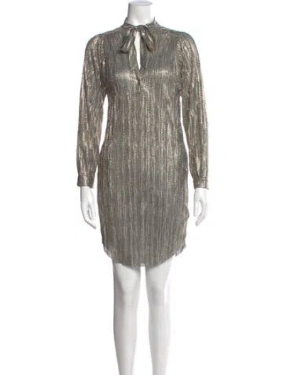 Pre-owned Sabina Musayev Tie Neck Mini Dress In Neutral