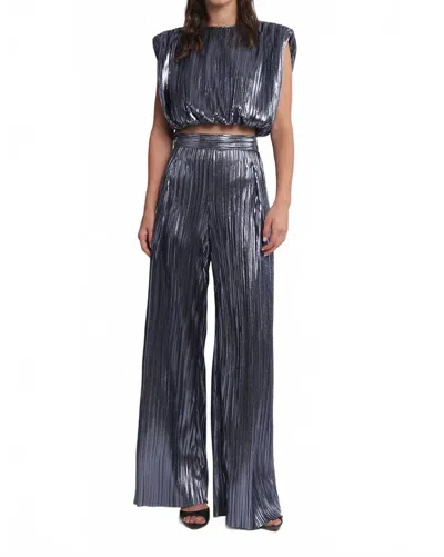 Sabina Musayev Tio Foil Pleated Pants In Steel Blue