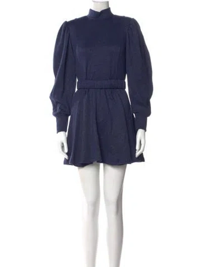 Pre-owned Sabina Musayev Turtleneck Mini Dress In Blue