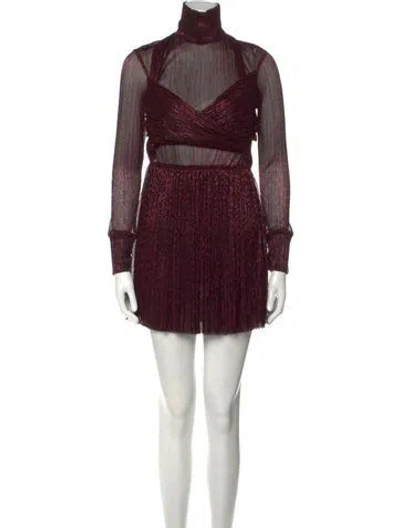 Pre-owned Sabina Musayev Turtleneck Mini Dress In Burgundy