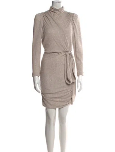 Pre-owned Sabina Musayev Turtleneck Mini Dress In Neutral