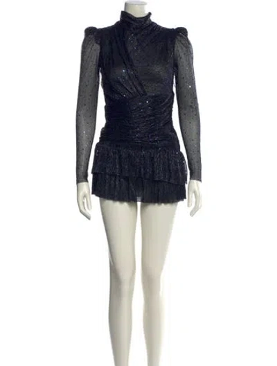 Pre-owned Sabina Musayev Turtleneck Mini Dress W/ Tags In Blue