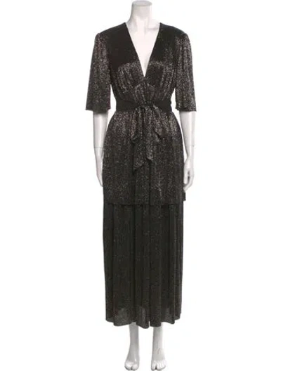 Pre-owned Sabina Musayev V-neck Long Dress In Black