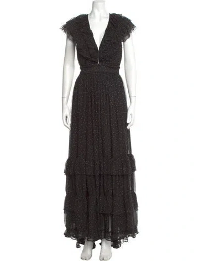 Pre-owned Sabina Musayev V-neck Long Dress In Black