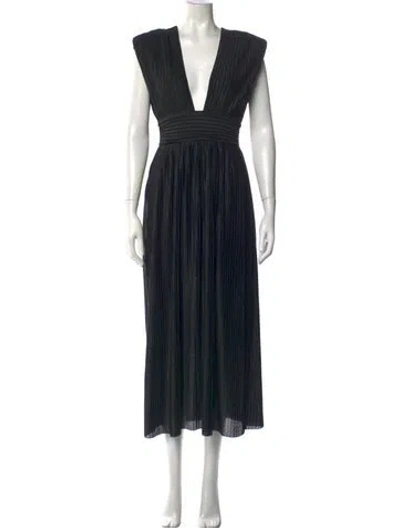 Pre-owned Sabina Musayev V-neck Long Dress In Black