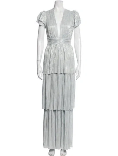 Pre-owned Sabina Musayev V-neck Long Dress In Blue