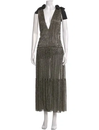 Pre-owned Sabina Musayev V-neck Long Dress In Gold