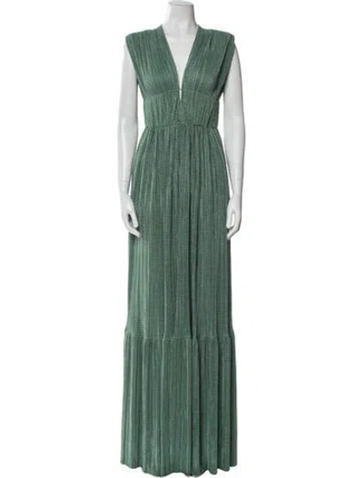 Pre-owned Sabina Musayev V-neck Long Dress In Green