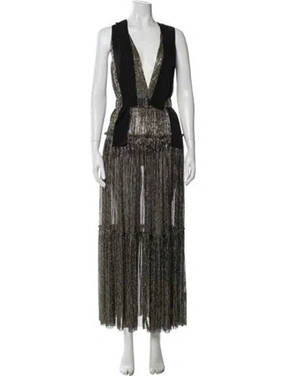 Pre-owned Sabina Musayev V-neck Long Dress In Multi