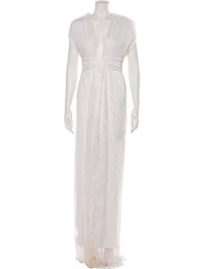 Pre-owned Sabina Musayev V-neck Long Dress In Neutral