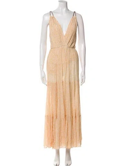 Pre-owned Sabina Musayev V-neck Long Dress In Orange