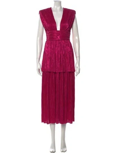 Pre-owned Sabina Musayev V-neck Long Dress In Pink