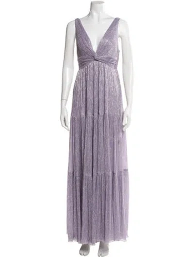 Pre-owned Sabina Musayev V-neck Long Dress In Purple