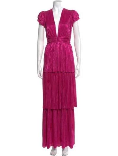 Pre-owned Sabina Musayev V-neck Long Dress In Purple
