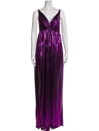 Pre-owned Sabina Musayev V-neck Long Dress In Purple