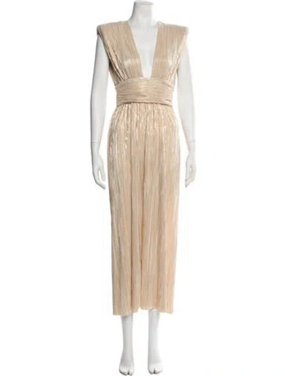 Pre-owned Sabina Musayev V-neck Long Dress W/ Tags In Neutral