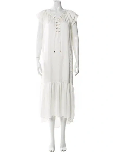 Pre-owned Sabina Musayev V-neck Long Dress In White