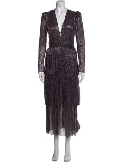 Pre-owned Sabina Musayev V-neck Midi Length Dress In Metallic/purple