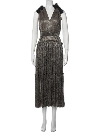 Pre-owned Sabina Musayev V-neck Midi Length Dress In Neutrals