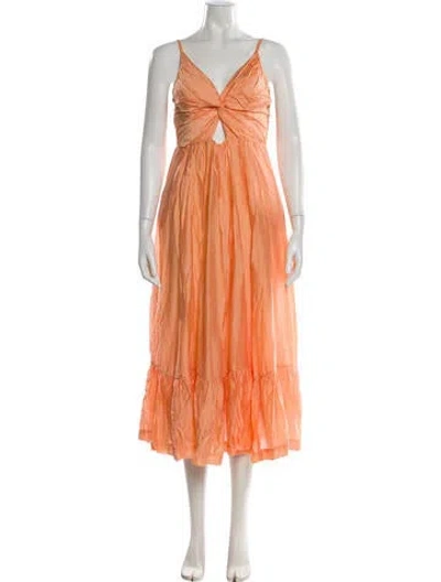 Pre-owned Sabina Musayev V-neck Midi Length Dress In Orange