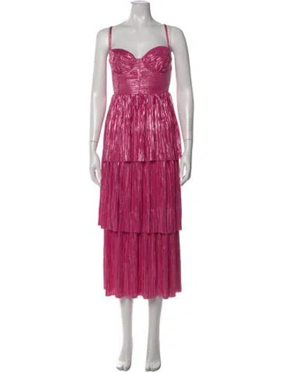 Pre-owned Sabina Musayev V-neck Midi Length Dress W/ Tags In Pink