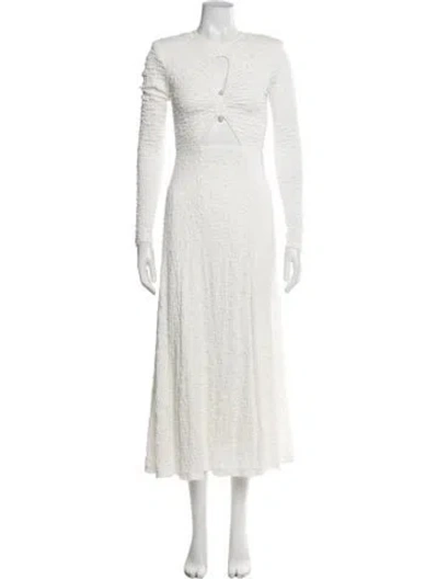 Pre-owned Sabina Musayev V-neck Midi Length Dress In White