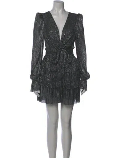 Pre-owned Sabina Musayev V-neck Mini Dress In Gray
