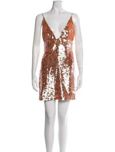 Pre-owned Sabina Musayev V-neck Mini Dress In Orange