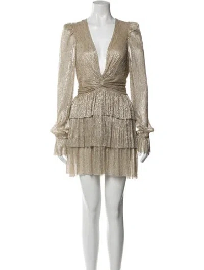 Pre-owned Sabina Musayev V-neck Mini Dress In Silver