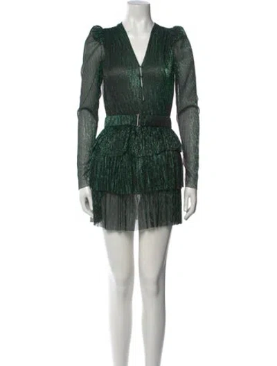 Pre-owned Sabina Musayev V-neck Mini Dress W/ Tags In Green