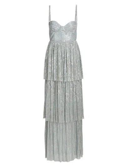 Sabina Musayev Women's Altair Sequined Tiered Dress In Silver