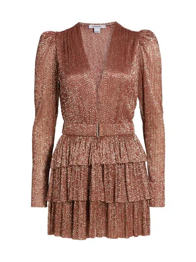Sabina Musayev Women's Carry Metallic Foil Ruffled Minidress In Brown