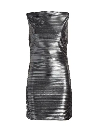 Sabina Musayev Women's Emberly Metallic Plissé Sleeveless Minidress
