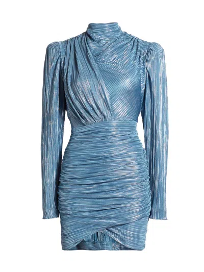 Sabina Musayev Women's Maya Foil Pleated Knit Minidress In Blue