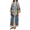 Sabina Savage London Bridge Is Falling Down Silk Robe In Vanilla / Buttermilk In Blue