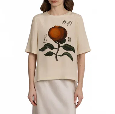 Sabina Savage Oranges And Lemons Silk Graphic T-shirt In Citrine/zest In Multi