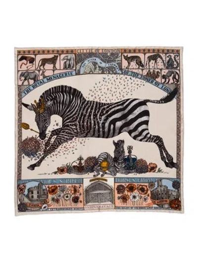 Pre-owned Sabina Savage Silk Printed Bandana In Neutral