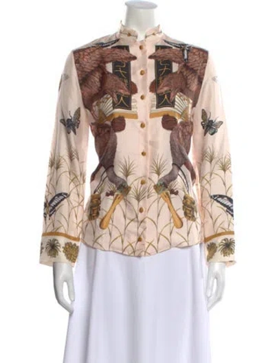Pre-owned Sabina Savage Silk Printed Blouse In Pink