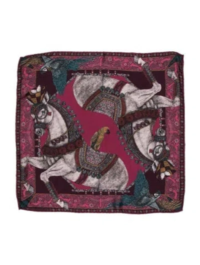 Pre-owned Sabina Savage Silk Printed Scarf In Red