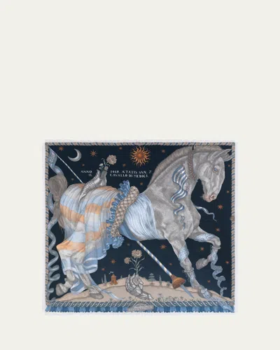Sabina Savage The Celestial Steed Silk Twill Scarf In Multi