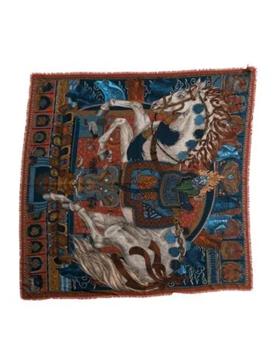Pre-owned Sabina Savage Wool Printed Scarf In Multi
