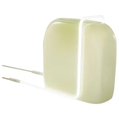 Pre-owned Sabine Marcelis Ligne Light 2 - White Neon, Lime Yellow Glass, By , Table Lamp