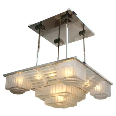 Pre-owned Sabino Art Glass French Art Deco Chandelier By Sabino In Brown