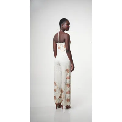 Sable Costamar Linen-blend Halter Wide-leg Jumpsuit In White