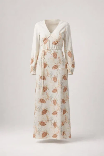 Sable Maroa Linen-blend Printed Maxi Dress In White